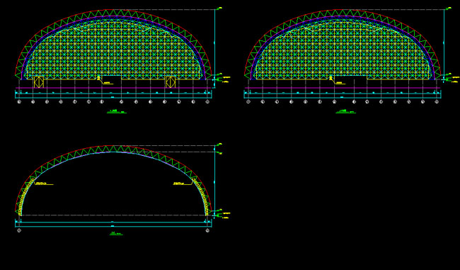 大安跨度110米，拱高35_7米煤棚网架